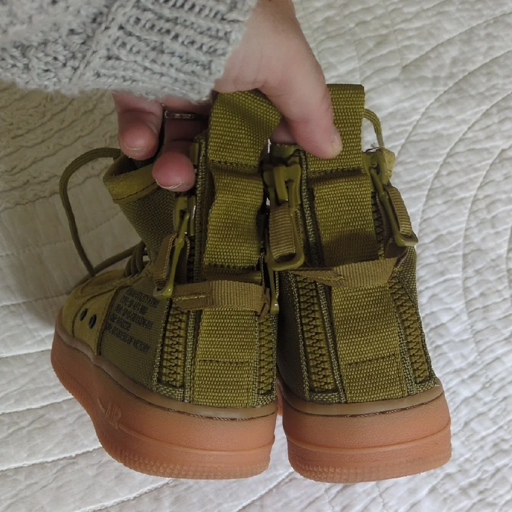 Nike Women's Olive Green High-Top Sneakers with Gum Sole